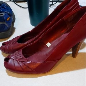 Red peep toe heels size 9